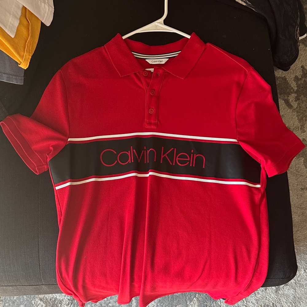 Calvin Klein Kids Polo Shirt in Red and Black